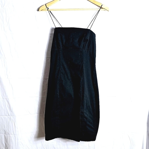 Hugo Buscati 90's Y2K Spaghetti Straps Black Mini Dress Size 6 - Picture 1 of 7